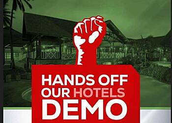 Minority support 'Hands Off Our Hotels' demonstration