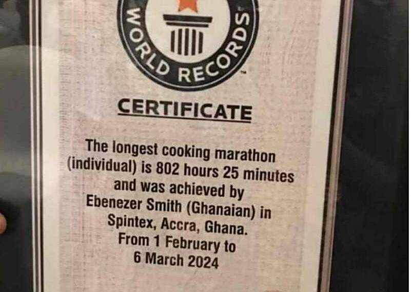 Ghana’s Chef Smith reportedly sets new Guinness World Record for cook-a-thon