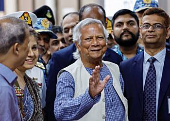 Nobel laureate Yunus arrives to lead Bangladesh, says will be guided by students
