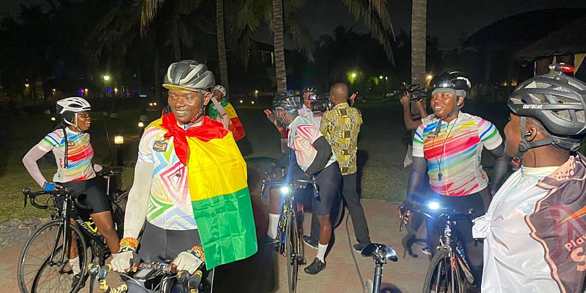 Swing for Autism - Play with Stephen Cyclists arrive in Accra at La-Palm Royal Beach Hotel from Lagos