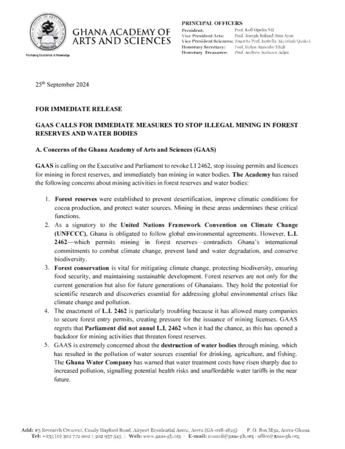 Ghana Academy of Arts and Sciences calls for the revocation of LI 2462