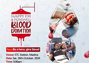 Happy FM/Donewell Blood Donation drive slated for October 26, 2024