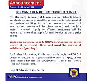 ECG to disconnect fake meters and unauthorized services