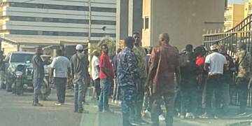 Suspected NDC supporters gather at GRA headquarters to deny Acting Boss entry