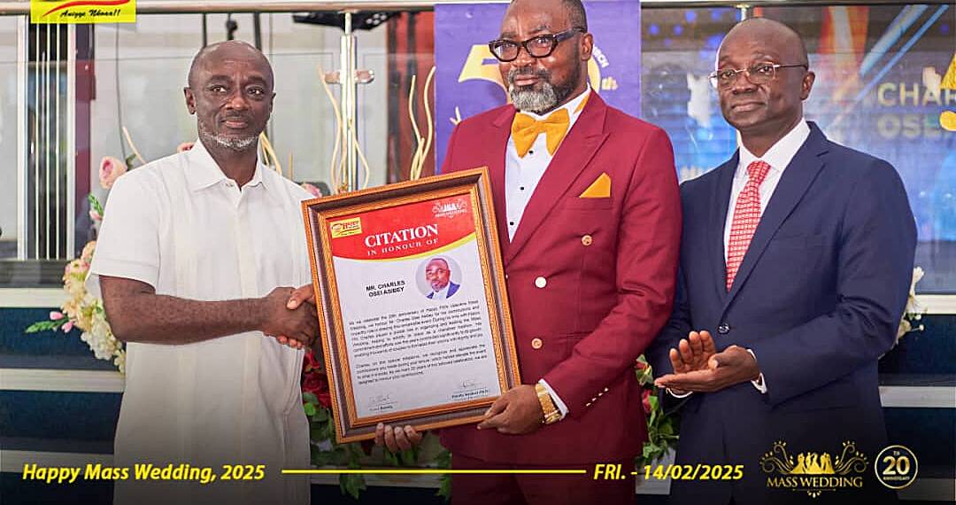 Charles Osei Asibey Honoured at Happy FM's Valentine Mass Wedding 20th Anniversary