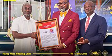 Charles Osei Asibey Honoured at Happy FM's Valentine Mass Wedding 20th Anniversary