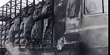 Truck transporting spare parts burst into flames on Tema Motorway