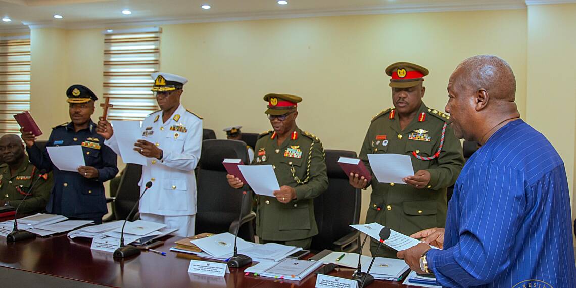 President-Mahama-swears-in-new-military-service-commanders