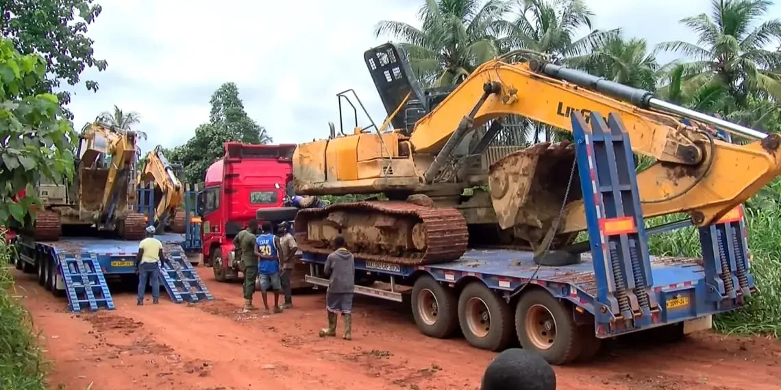 Galamsey fight: Ashanti Regional Anti-Galamsey Taskforce clamps down Chinese illegal miners at Adansi