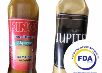 Food and Drugs Authority cautions public against Kings Orange Flavoured Liqueur and Jupiter 1990 alcoholic beverages