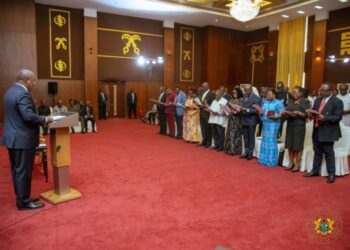 President Mahama swears in NDPC members