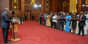 President Mahama swears in NDPC members