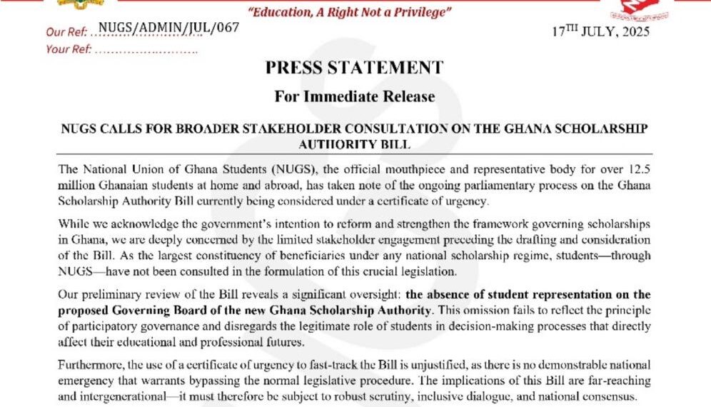 NUGS demands student representation on Scholarship Authority Board