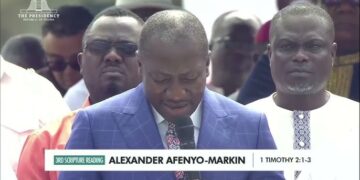 Hon. Afenyo-Markin Reads Scripture at Ghana’s Inaugural National Day of Prayer and Thanksgiving