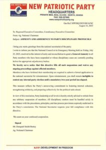 NPP grants amnesty to suspended members