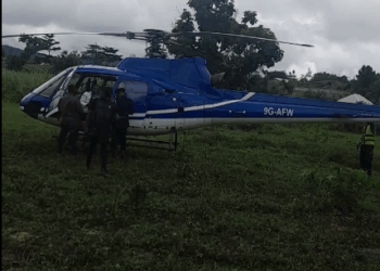 BREAKING: Another Helicopter Makes Emergency Landing at Nkawkaw