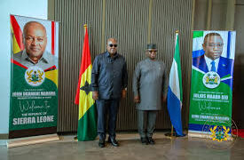 Sierra Leone’s President Maada Bio visits Ghana to console President Mahama and the nation