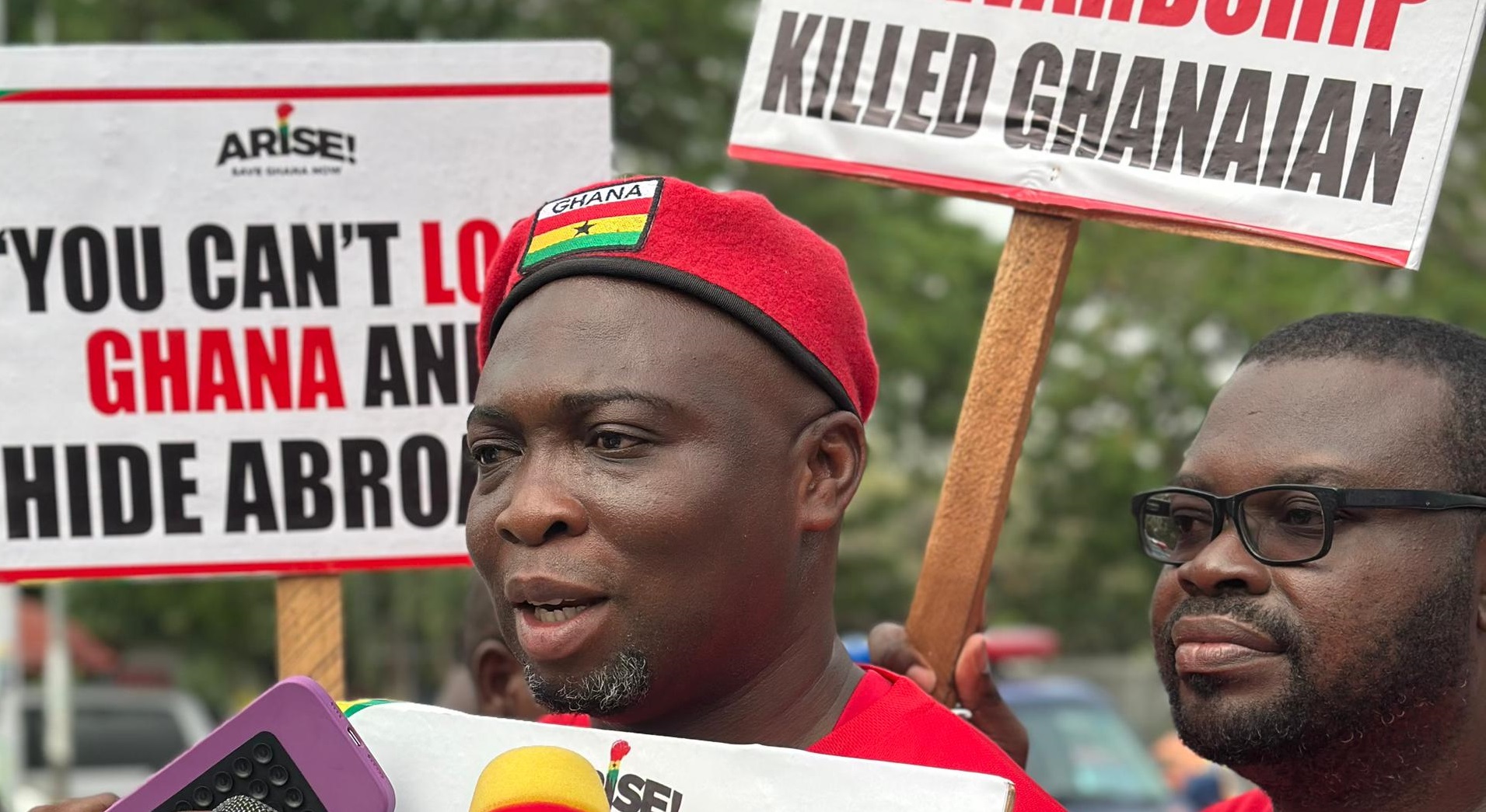 Arise Ghana protests at U.S. Embassy, demands Ofori-Atta’s return to face justice