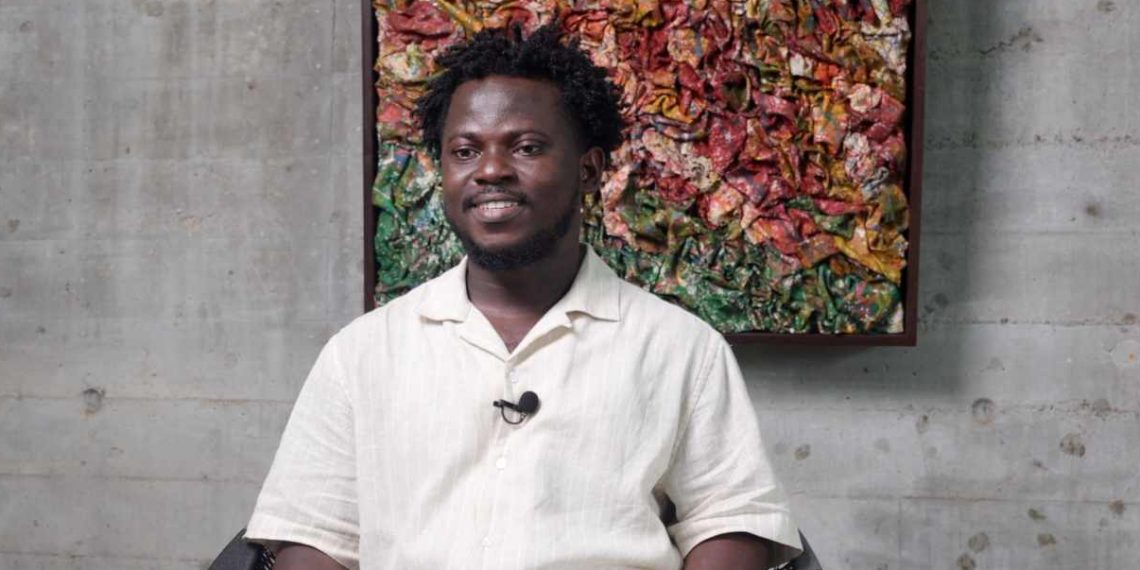 Ghanaian artist Emmanuel Aggrey Tieku gives discarded clothes new life through art