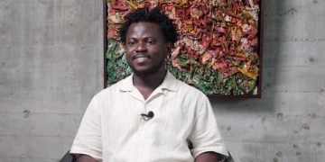 Ghanaian artist Emmanuel Aggrey Tieku gives discarded clothes new life through art